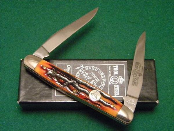 Queen Cutlery Company #66 Titusville A PH-D2 Amber Stag Bone Muskrat Knife - NIB Queen Cutlery Company #66 Titusville A PH-D2 Amber Stag Bone Muskrat Knife - NIB