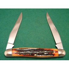Queen Cutlery Company #66 Titusville A PH-D2 Amber Stag Bone Muskrat Knife - NIB Queen Cutlery Company #66 Titusville A PH-D2 Amber Stag Bone Muskrat Knife - NIB