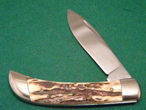 Custom Stag Slip Joint Folding Knife by A.M. Mayhall - C. 1960's