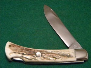 Custom Stag Slip Joint Folding Lockback Knife by A.M. Mayhall - C. 1960's