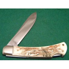 Custom Stag Slip Joint Folding Lockback Knife by A.M. Mayhall - C. 1960's