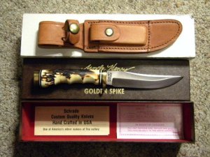 Schrade USA Uncle Henry Staglon 153UH Golden Spike Fixed Blade Sheath Knife - NIB