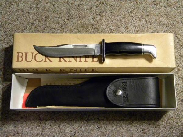 Buck 119 USA Black Hunting Sheath Knife Pre 1986 - NIB Buck 119 USA Black Hunting Sheath Knife Pre 1986 - NIB