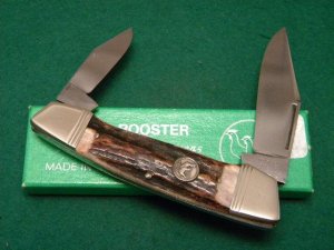 Hen and Rooster Bertram Cutlery Solingen Germany Stag 182 DS Canoe Knife c. 1980's - NIB