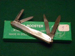 Hen and Rooster Bertram Cutlery Solingen Germany Pearl 4 Blade Knife c. 1980's - NIB