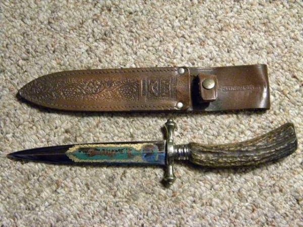 Linder Messer Solingen Germany Rostfrei Rehwappen Stag Dagger with Original Sheath