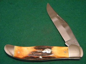 Ka-Bar Kabar Union Cut Co Olean, NY Stag X11/77 Dog Head Folding Hunter Knife c.1977