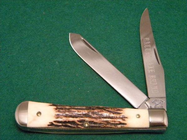 Battle Axe Brand USA (Made by Queen) Stag Trapper Knife