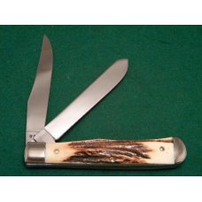 Battle Axe Brand USA (Made by Queen) Stag Trapper Knife