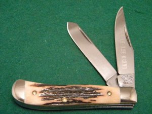 Battle Axe Brand USA (Made by Queen) Stag Mini Trapper Knife