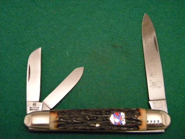 Kissing Crane Solingen Germany Stag Anglo Saxon Whittler Knife Gen. Robert E Lee - c.1976 Kissing Crane Solingen Germany Stag Anglo Saxon Whittler Knife Gen. Robert E Lee - c.1976