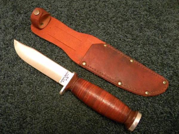 Schrade Walden NY USA H-15 Stacked Leather Fixed Blade Sheath Knife Schrade Walden NY USA H-15 Stacked Leather Fixed Blade Sheath Knife