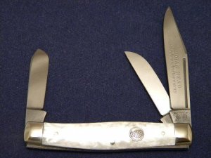 C. Risner Indian Head Solingen Germany Imitation Pearl Stockman Knife