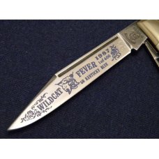 Fight'n Rooster Frank Buster Celebrated Cutlery Germany Imitation Pearl Stockman Knife c.1987 Fight'n Rooster Frank Buster Celebrated Cutlery Germany Imitation Pearl Stockman Knife c.1987