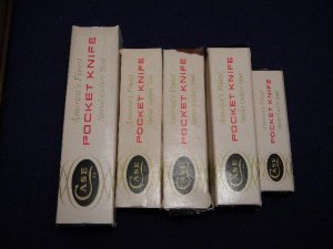 Lot of 5 Black & White Case Knife Boxes c.1970's