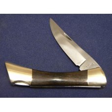 Browning USA Model 4018F Brass/Wood Lockback Knife and Leather Pouch - NIB Browning USA Model 4018F Brass/Wood Lockback Knife and Leather Pouch - NIB