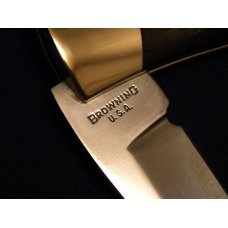 Browning USA Model 4018F Brass/Wood Lockback Knife and Leather Pouch - NIB Browning USA Model 4018F Brass/Wood Lockback Knife and Leather Pouch - NIB