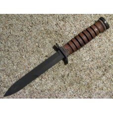 Camillus US M3 Stacked Leather Trench Knife w/Leather Sheath c.1990's