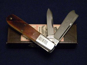 Schatt & Morgan Titusville PA. 1991 Bone 042369 One Arm Razor Barlow Knife - NIB
