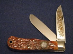 Camillus USA Bone 1988 NKCA Jumbo Trapper Knife