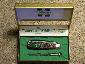 Camillus USA Delrin American Wildlife Series Jumbo Trapper Knife & Sharpener - NIB