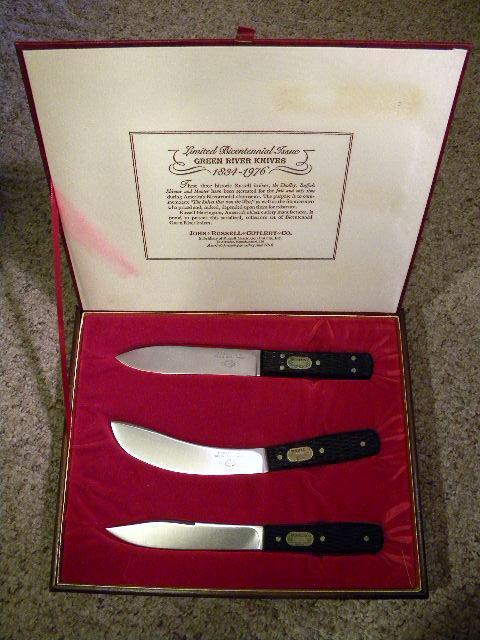 John Russel Cutlery Co. Green River Works 1834-1976 Bicentennial 3 Knife Set - NIB