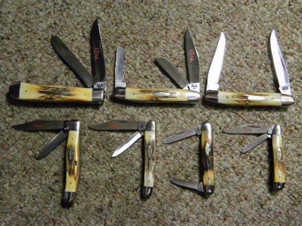 Case XX Stainless USA 2 Dot (1978) Red Etch Stag Set 7 Knives Case XX Stainless USA 2 Dot (1978) Red Etch Stag Set 7 Knives
