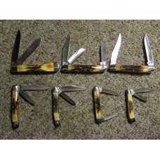 Case XX Stainless USA 2 Dot (1978) Red Etch Stag Set 7 Knives Case XX Stainless USA 2 Dot (1978) Red Etch Stag Set 7 Knives