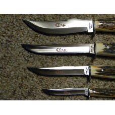 Case XX USA 2 Dot (1978) Red Etch Stag Sheath Knife Set 4 Knives Case XX USA 2 Dot (1978) Red Etch Stag Sheath Knife Set 4 Knives