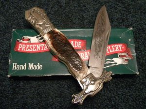 Parker Cut. Co. Hand Made Japan Bone EK-1 Folding Lockback Bowie Knife - NIB