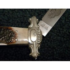Parker Cut. Co. Hand Made Japan 2nd Cut Stag EK-5 Folding Lockback Bowie Knife - NIB Parker Cut. Co. Hand Made Japan 2nd Cut Stag EK-5 Folding Lockback Bowie Knife - NIB