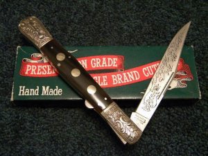 Parker Cut. Co. Hand Made Japan Horn EK-4 Folding Lockback Bowie Knife - NIB