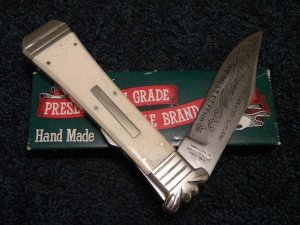 Parker Cut. Co. Hand Made Japan White Bone EK-7 Folding Lockback Bowie Knife - NIB