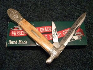Parker Cut. Co. Hand Made Japan Bone EK-8 Folding Lockback Bowie Knife - NIB