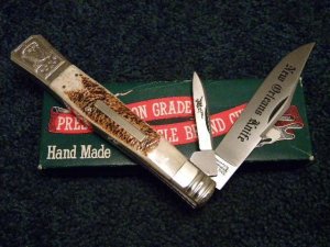 Parker Cut. Co. Hand Made Japan Bone EK-14 2 Blade Folding Bowie Knife - NIB