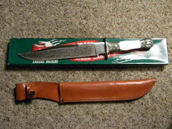 Parker Cut. Co. Hand Made Japan Pearl EK-10 S. C. Scragg & Sons Bowie Knife - NIB Parker Cut. Co. Hand Made Japan Pearl EK-10 S. C. Scragg & Sons Bowie Knife - NIB