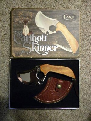 Case XX SS USA 9 Dot (1981) Wood Caribou Skinner Knife and Sheath - NIB