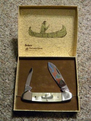 Boker Solingen Germany 1977 LTD. Imitation Pearl American Indian Commemorative Canoe Knife - NIB