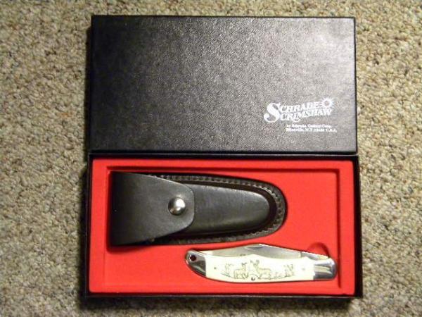 Schrade USA SC500 Deer Scrimshaw Folding Hunter Linerlock Knife c.1980's - NIB Schrade USA SC500 Deer Scrimshaw Folding Hunter Linerlock Knife c.1980's - NIB