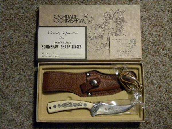 Schrade USA 155SC Scrimshaw Sharpfinger Sheath Knife - NIB Schrade USA 155SC Scrimshaw Sharpfinger Sheath Knife - NIB