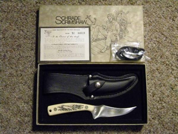 Schrade USA 152SC Scrimshaw Sharpfinger Sheath Knife - NIB Schrade USA 152SC Scrimshaw Sharpfinger Sheath Knife - NIB