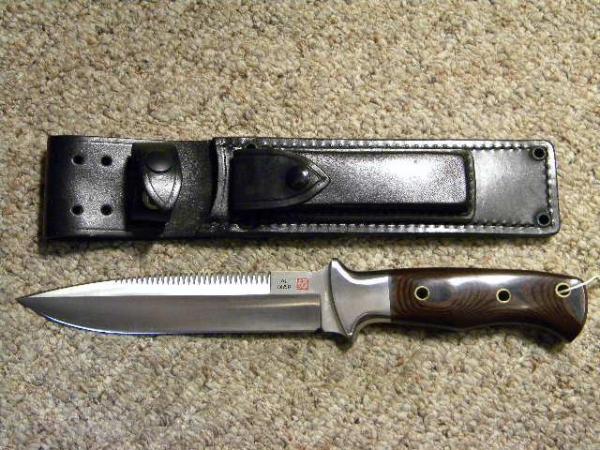 Al Mar Seki Japan Series VIII 3008A Old Production Micarta Sheath Knife w/Top Serrations Al Mar Seki Japan Series VIII 3008A Old Production Micarta Sheath Knife w/Top Serrations