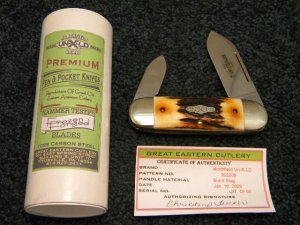 Great Eastern Cutlery Northfield Un-X-LD 2009 Burnt Stag 362208 Elephant Toe Knife 1 of 50 - NIB
