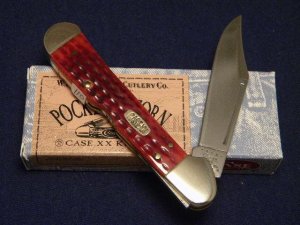 Case XX USA 2000 Pocket Worn Red Bone 61549L SS Copperlock Knife 01-01-00 Shield - SFO - NIB