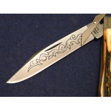 Case XX Stainless USA 3 Dot (1977) Stag 5111 1/2 Blue Scroll Knife - Mint Case XX Stainless USA 3 Dot (1977) Stag 5111 1/2 Blue Scroll Knife - Mint