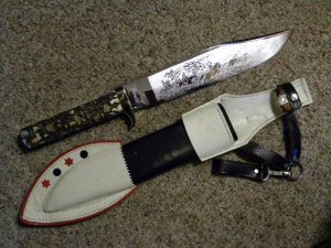 G.C. Co. Solingen Germany (Guttmann Cutlery Co.) Solingen Germany Stag Bowie Sheath Knife