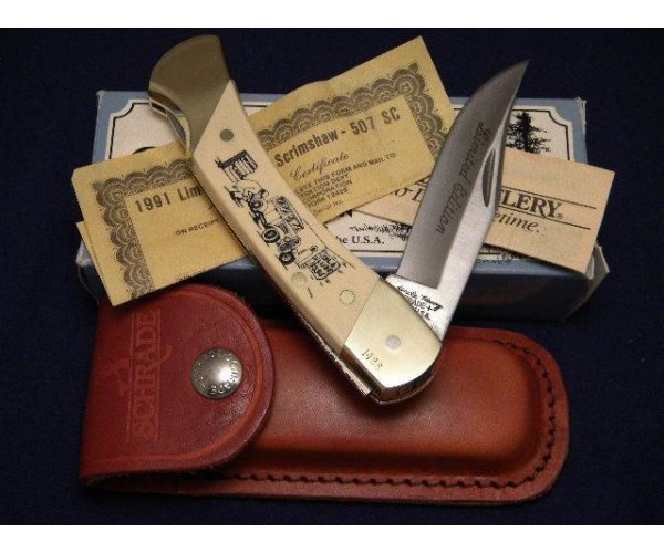 Schrade + Uncle Henry USA LB7 Limited Edition Scrimshaw Folding