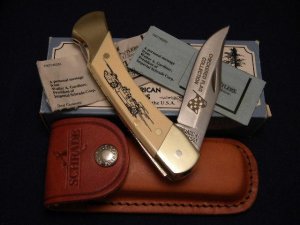 Schrade + USA Checkered Flag Collection 507SC Scrimshaw Folding Lockback Knife - NIB
