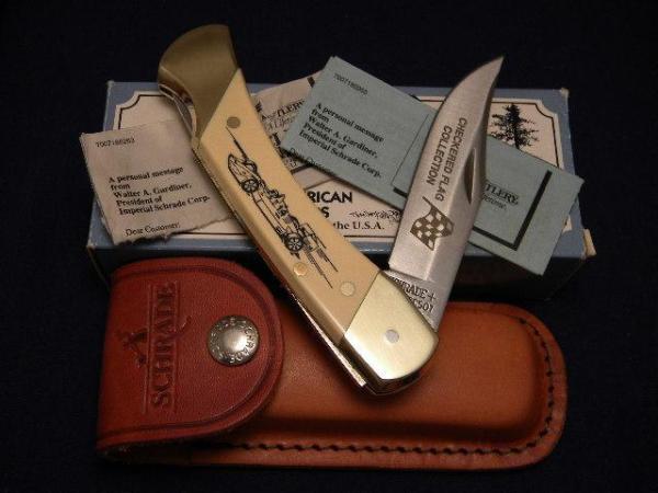 Schrade + USA Checkered Flag Collection 507SC Scrimshaw Folding Lockback Knife - NIB Schrade + USA Checkered Flag Collection 507SC Scrimshaw Folding Lockback Knife - NIB