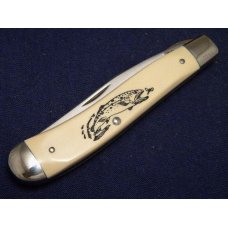 Schrade + USA SC503 Scrimshaw Limited Edition Linerlock Trapper Knife - NIB Schrade + USA SC503 Scrimshaw Limited Edition Linerlock Trapper Knife - NIB